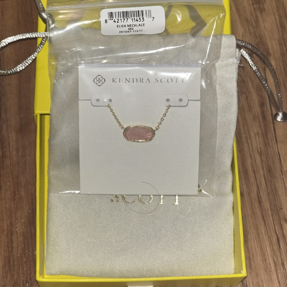 Kendra Scott Pink and Gold Elisa Necklace